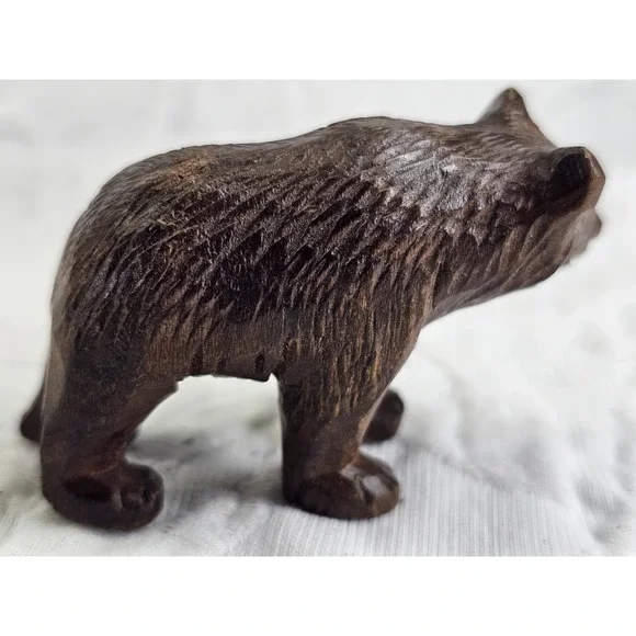 Vtg Carved Wooden Black Forest Toy‎ Mini Bear with Steel Eyes – Germany or Swiss - Picture 4 of 12